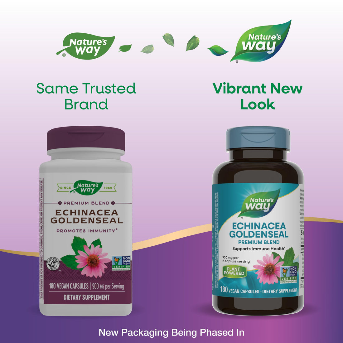Nature's Way Echinacea Goldenseal - 900 mg Echinacea 7 Herb Blend per 2-capsule serving - For Immune Support* - With Cayenne Pepper, Gentian & Burdock - Gluten Free - 180 Vegan Capsules (Pack of 2)
