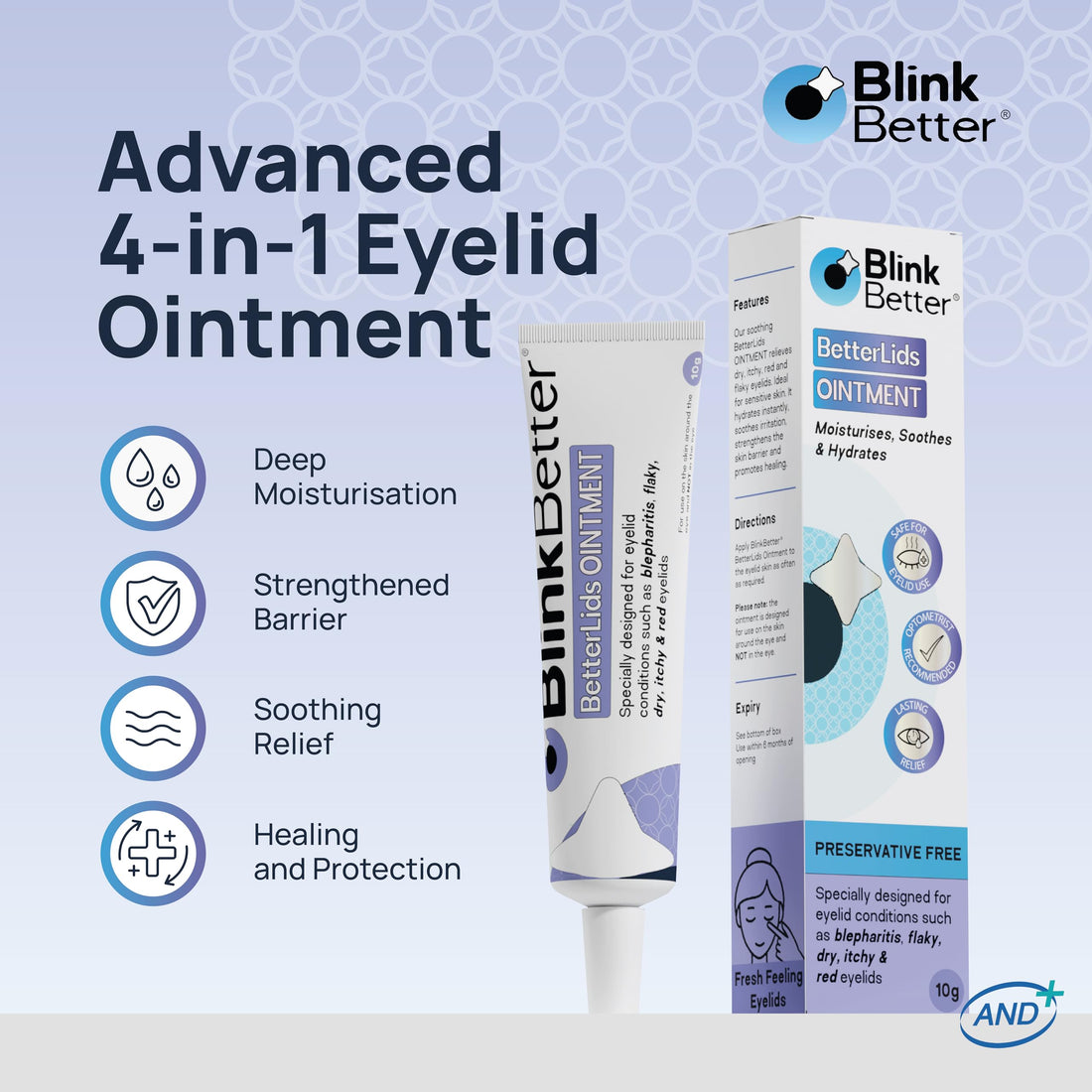 BetterLids Eyelid Ointment – Intense Oat Complex with Shea Butter & Panthenol - Hydrates, Nourishes & Soothes – Moisturizing Care for Dry, Itchy, Red, Sensitive, Flaky Skin Around the Eyes - 0.35 oz