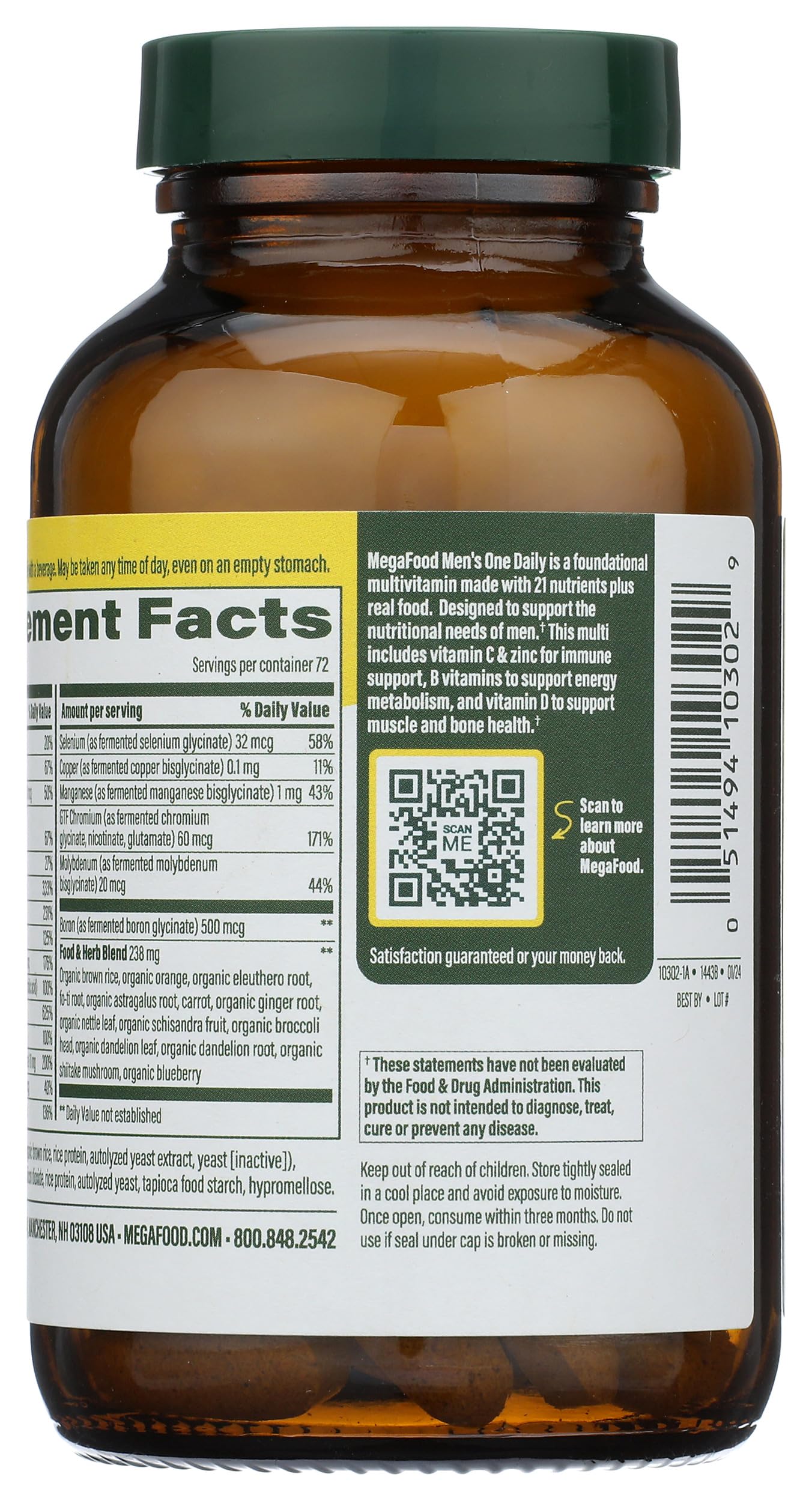 MEGAFOOD Men's One Daily, 72 CT