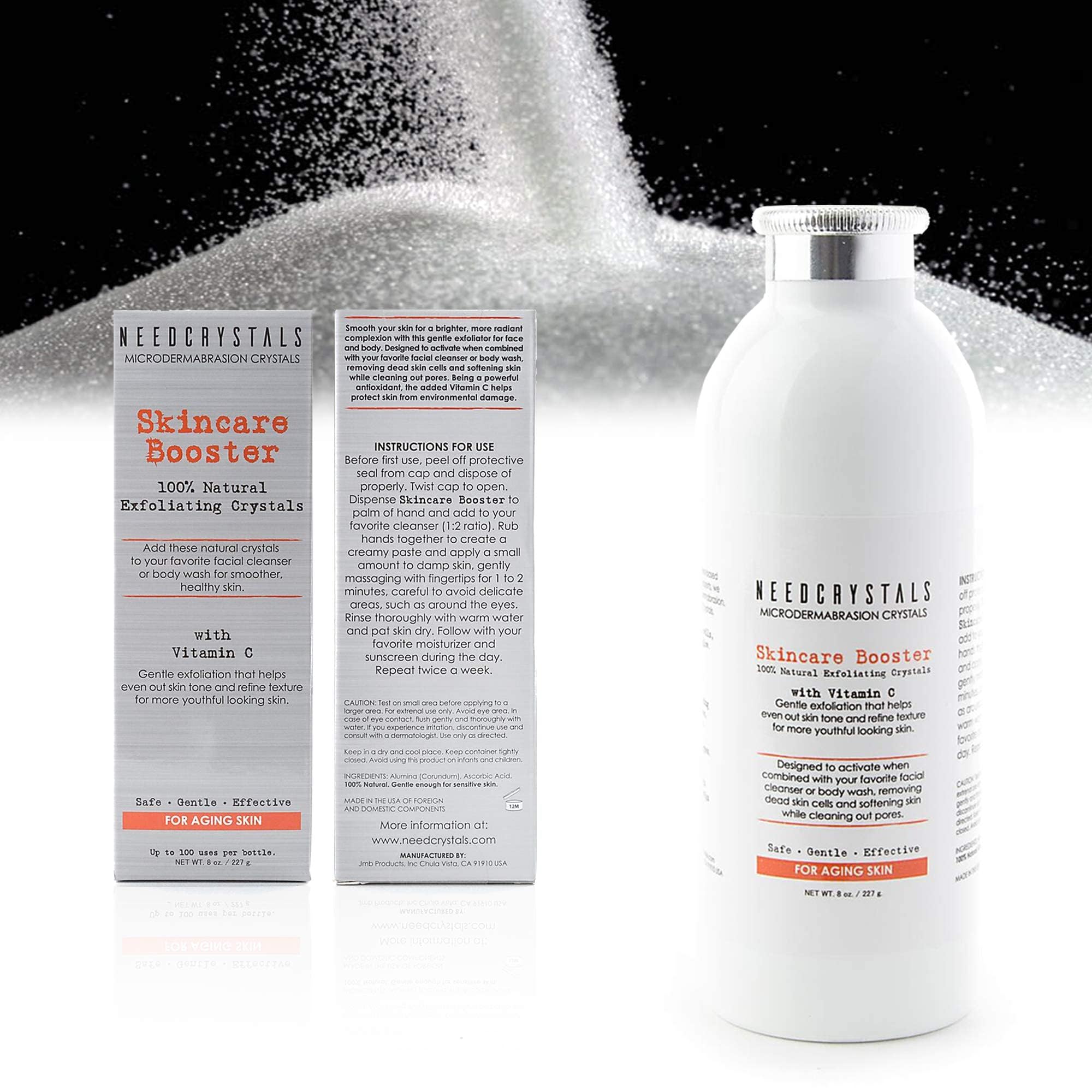 8 oz (w/Vitamin C) : NeedCrystals Microdermabrasion Crystals with Vitamin C (8 oz)