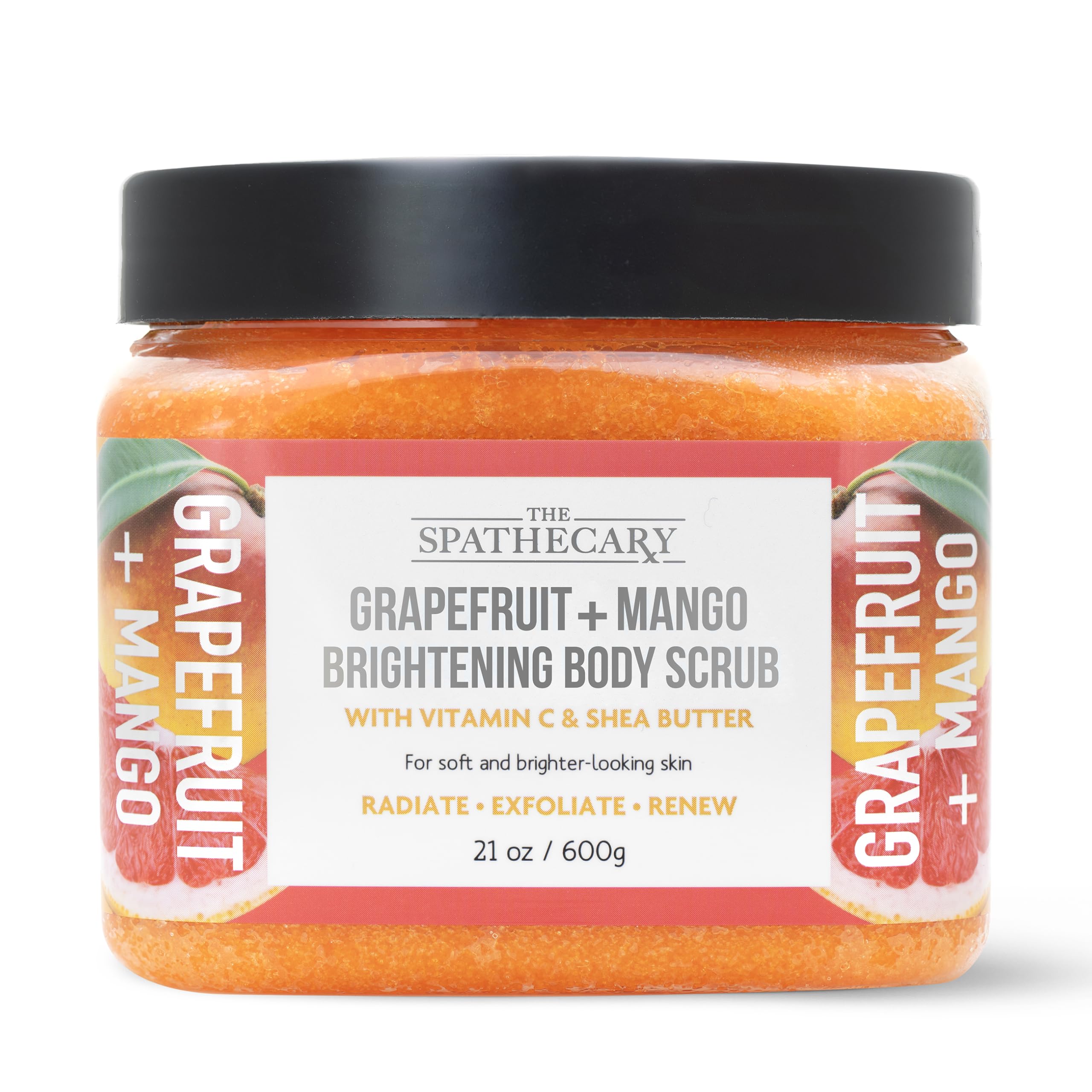 The Spathecary Grapefruit + Mango Brightening Body Scrub, 21 oz, Ultra Hydrating and Exfoliating Scrub for Nourishing Essential Body Care