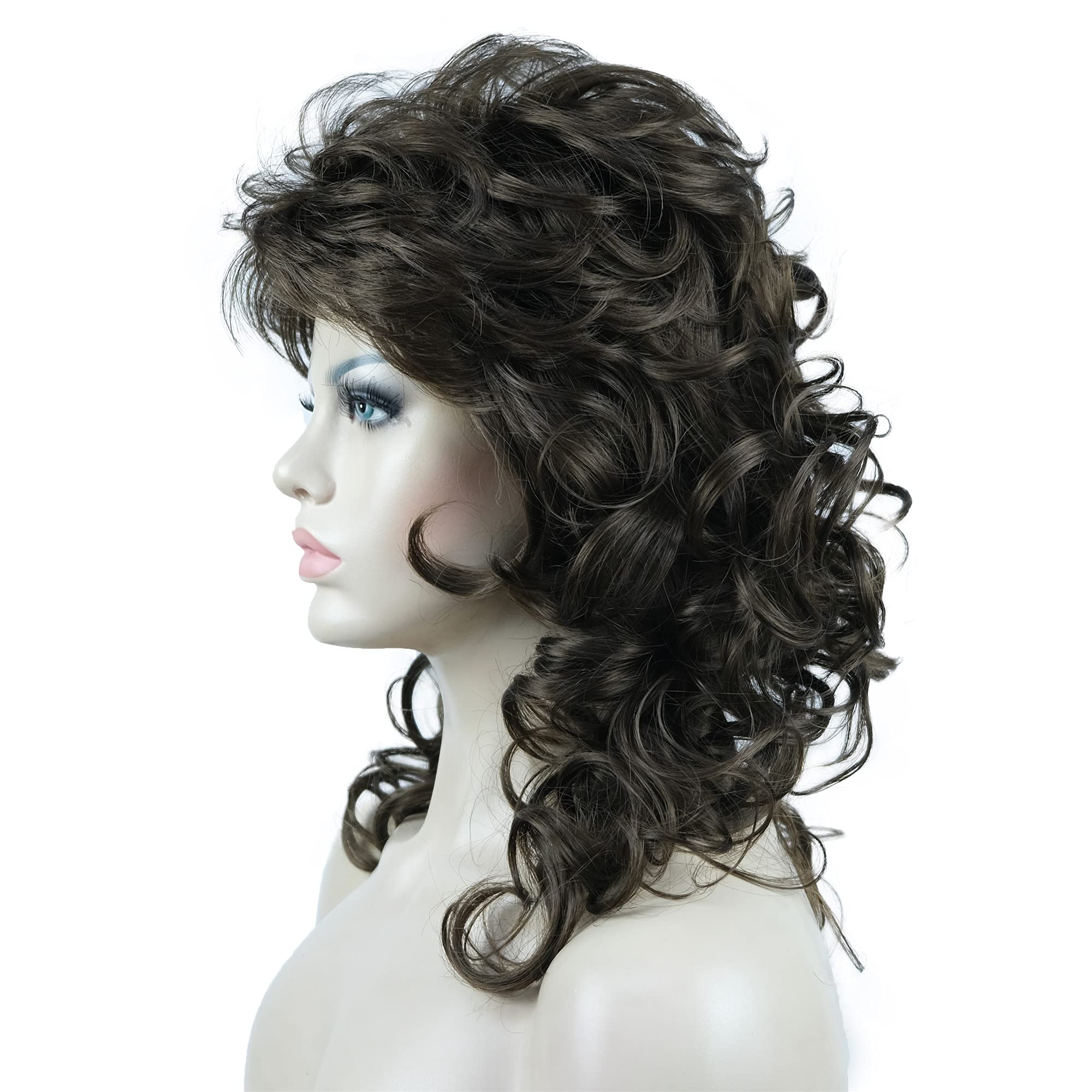 #8-Lt Chestnut Brown: Aimole Women's Natural Long Curly Wig Synthetic Hair Full Wigs(8-Lt Chestnut Brown)