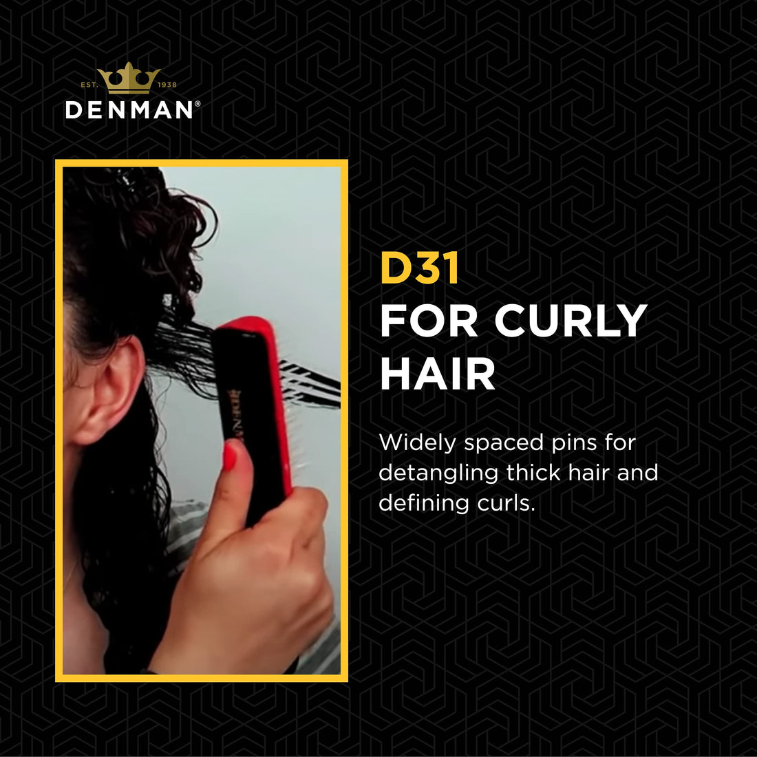 Denman Classic Styling Brush with Free Flow Wide Spaced Pins
