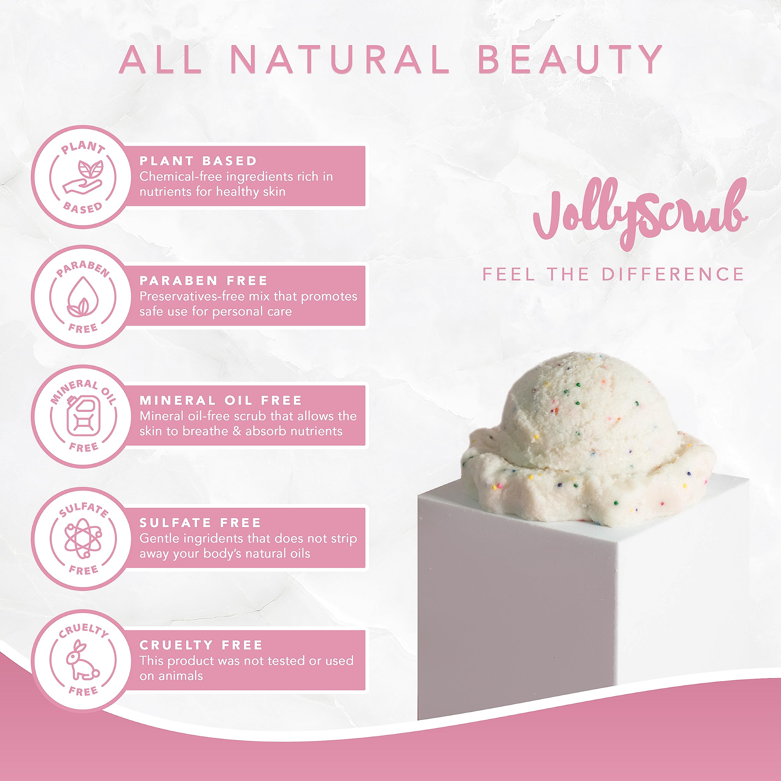 JollyScrub Ice Cream Scrub, Clean Exfoliating Sugar Scrub with Whipped Shea Butter Scrub & Nourishing Oils, Gentle & Moisturizing Sugar Scrub, Fights Dryness and Locks in Hydration, Cake Scent 200ml