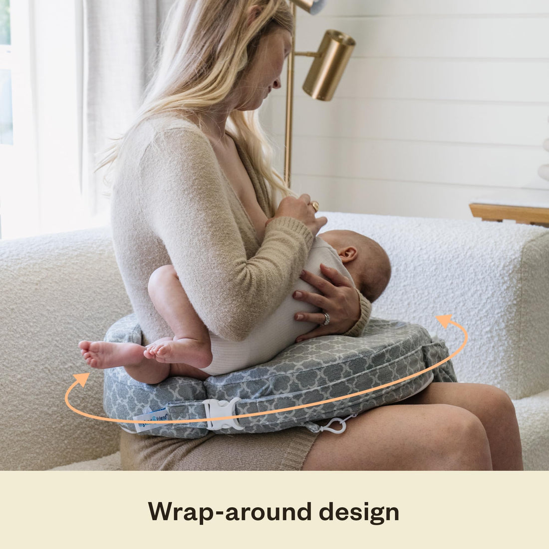 My Brest Friend Nursing Pillow - Deluxe - Enhanced Comfort w/ Slipcover - Ergonomic Breastfeeding Pillow For Ultimate Support For Mom & Baby - Adjustable Pillow W/ Handy Side Pocket, Flower Key Grey