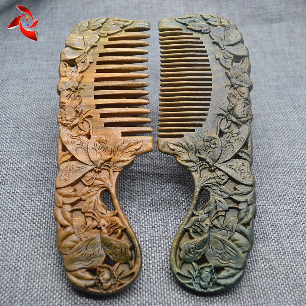 Xuanli 2 pcs Natural SandalWood Comb Hair Care Anti Static Wooden Hair Massage Natural Brush Beard Comb (M013)