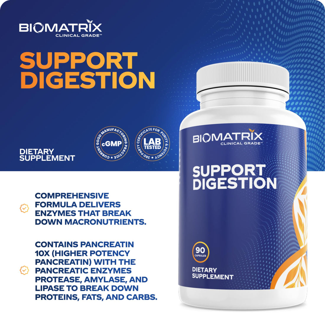 Digestive Enzymes Supplement (90 Capsules) Support Digestion - with Purified Bile, Pancreatin, Plant Enzymes, Ox Bile, Betaine HCL, Support Digestion of Fats Carbohydrates and Proteins