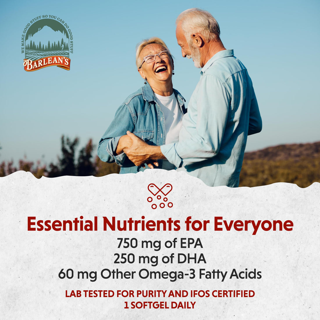 Barlean's Ideal Omega 3 Fish Oil Supplement, 1,000 mg Softgels, Pharmaceutical Grade EPA & DHA for Brain, Joint, & Heart Health, Orange Flavor, 60 ct