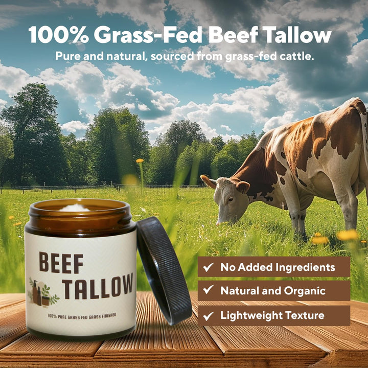 IKARIAN 100% Grass Fed Beef Tallow for Skin Care | Premium Whipped Moisturizer | Face + Body | Single Ingredient, All natural | 4 FL. oz. (Unscented)
