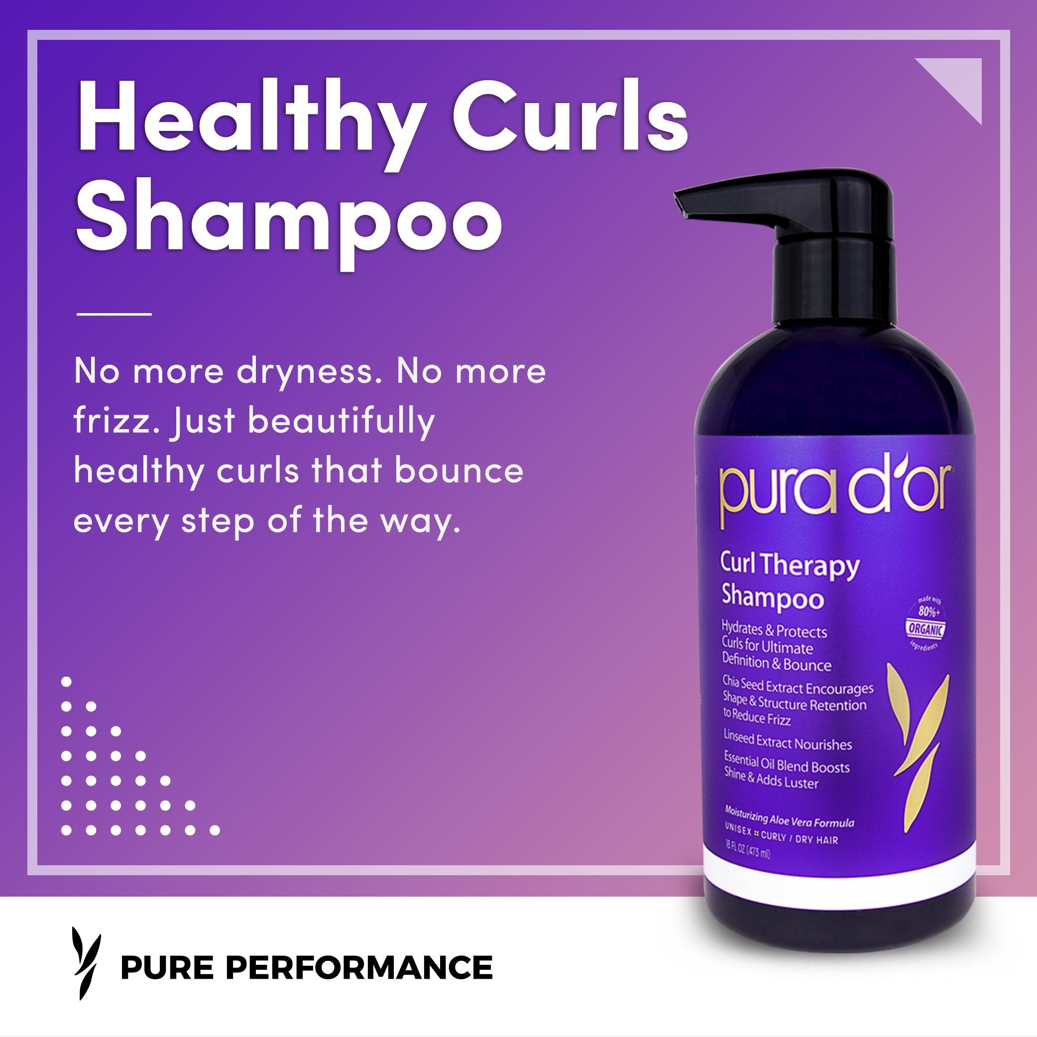 Shampoo : PURA D'OR Curl Therapy Shampoo for Healthy Curls, Ultimate Definition & Bounce, 16 Fl Oz