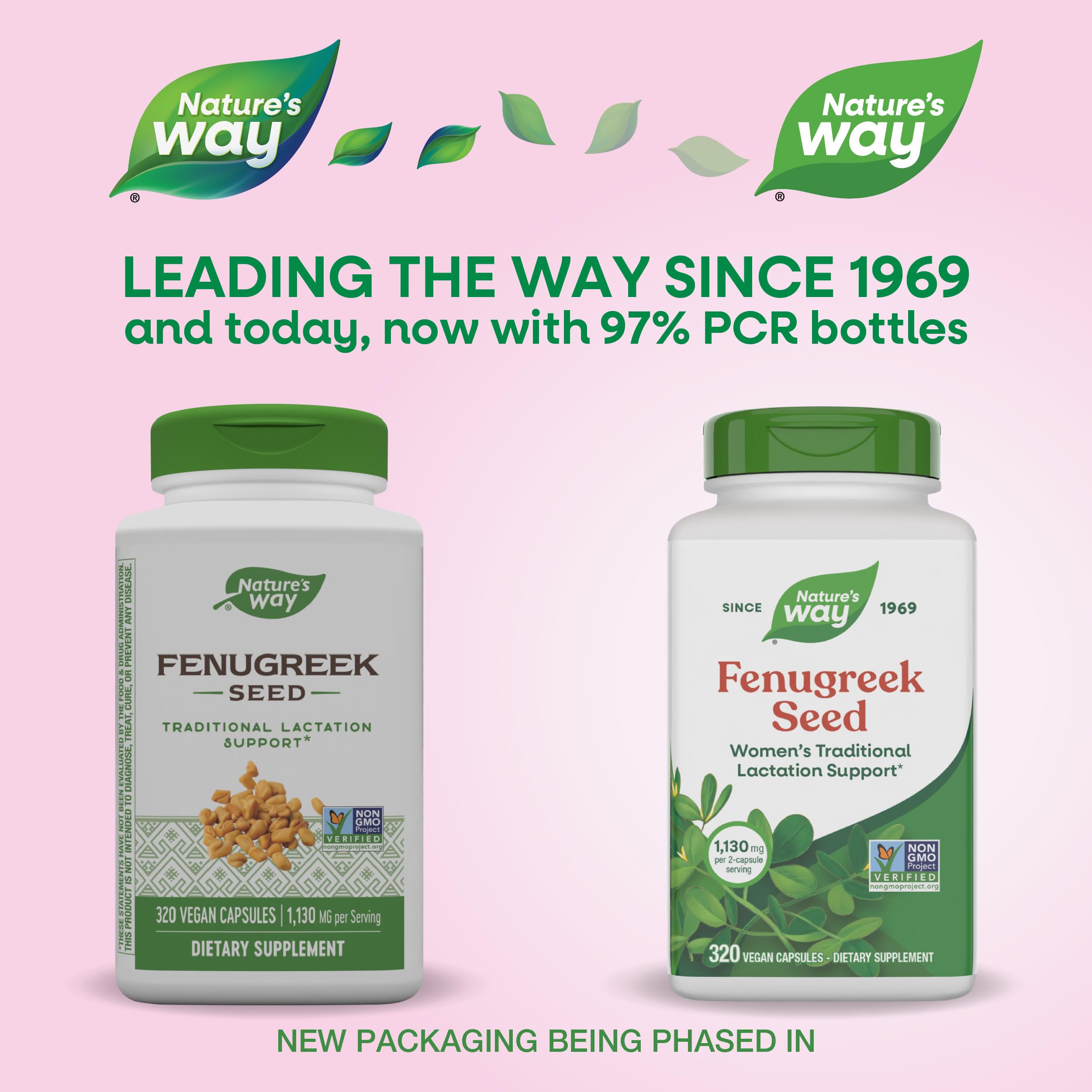 Nature's Way Fenugreek Seed Supplement, Fenugreek for Traditional Breastfeeding Lactation Support*, Non-GMO Project Verified, Vegan, 320 Capsules (Packaging May Vary)