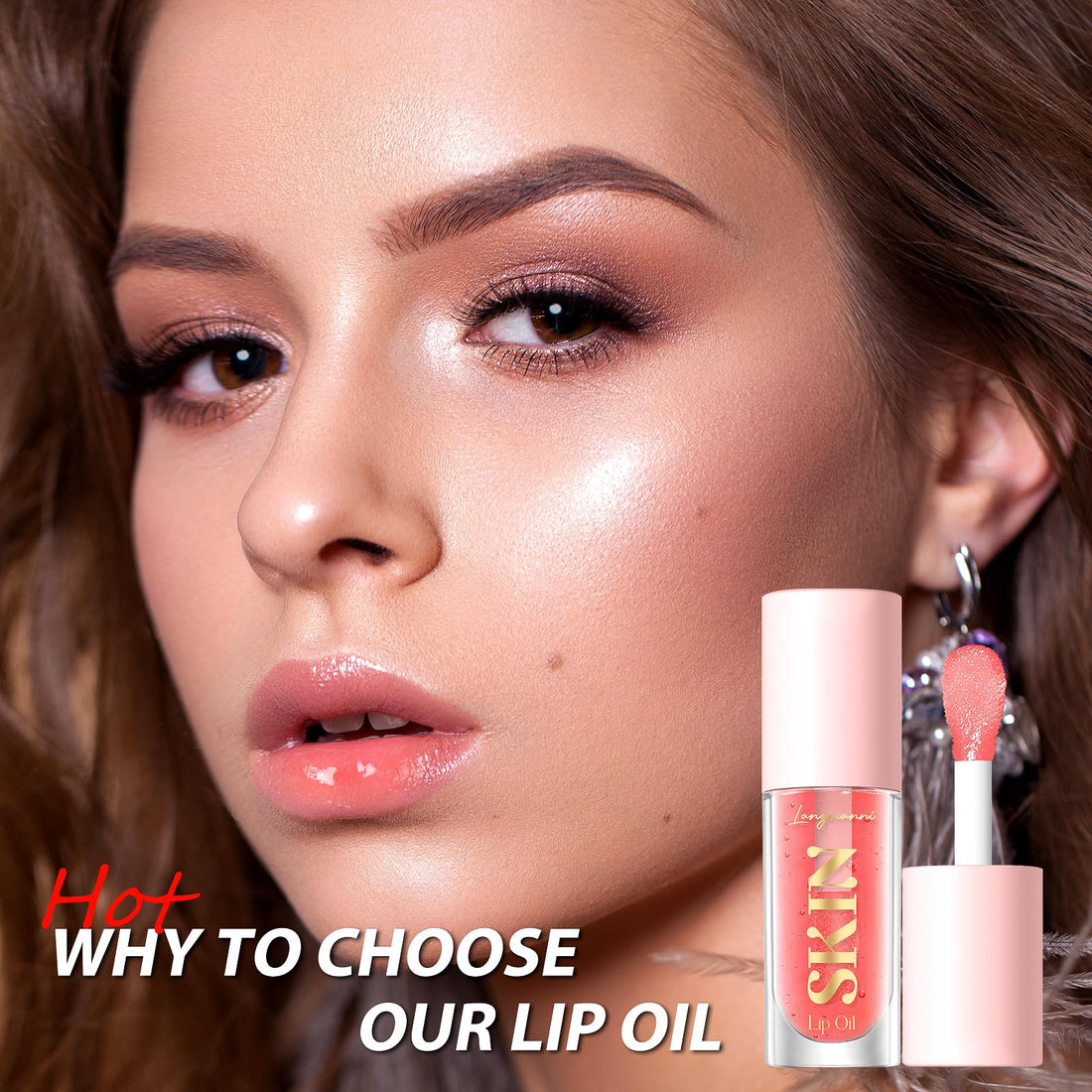 Lipstick Primer Jolilab Fruit Lip Oil,Hydrating Lip Glow Oil Plumping Glass Finish Moisturizing Lip Gloss Lip Tint Fruit Extract Lip Oil Tinted for Dry Lip and Lip Care(Coconut Flavor)