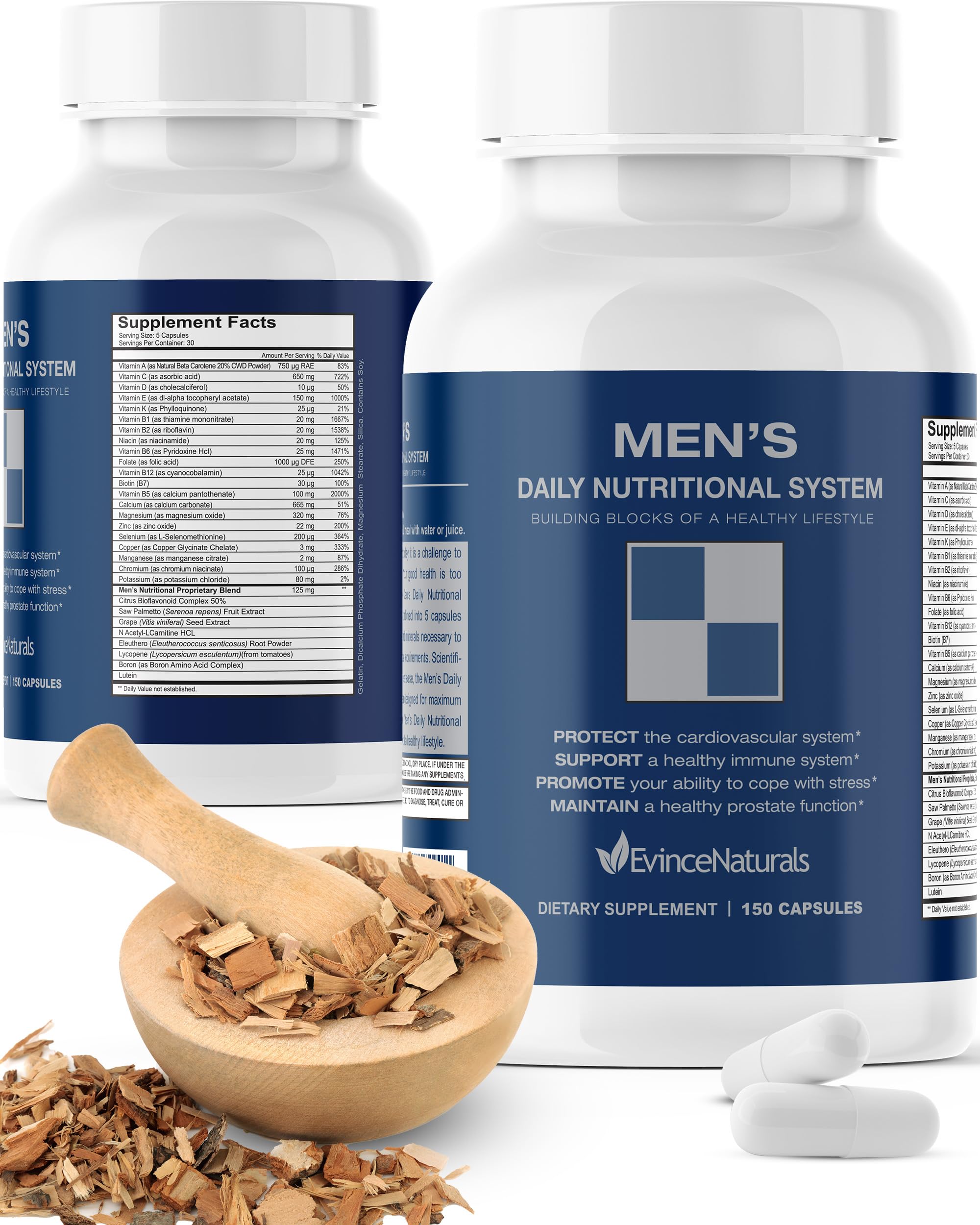 Multivitamin for Men - Men's Daily Nutritional System with Essential Vitamins & Saw Palmetto for Overall Wellbeing & Prostate Support - 150 Capsules