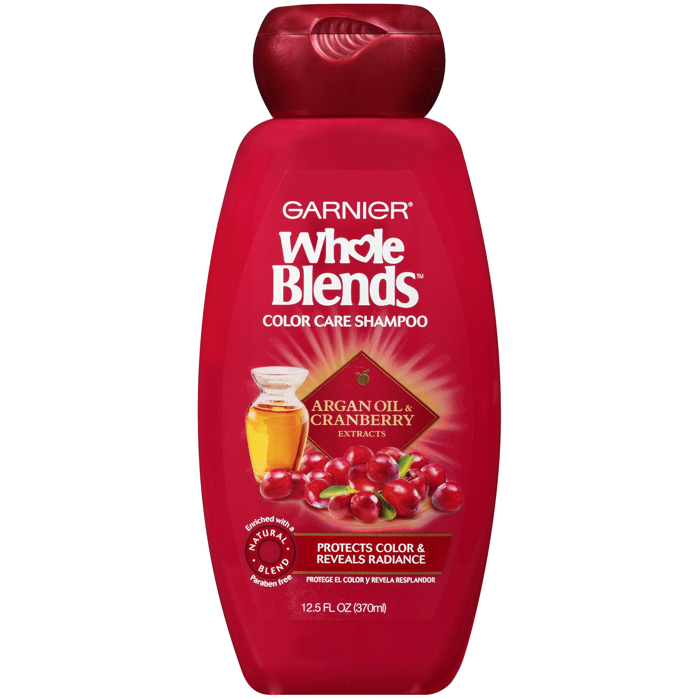 Garnier, Whole Blends Shampoo with Color Care fl. oz., Argan Oil & Cranberry Extracts, Argan Oil/Cranberry, 12.5 Fl Oz