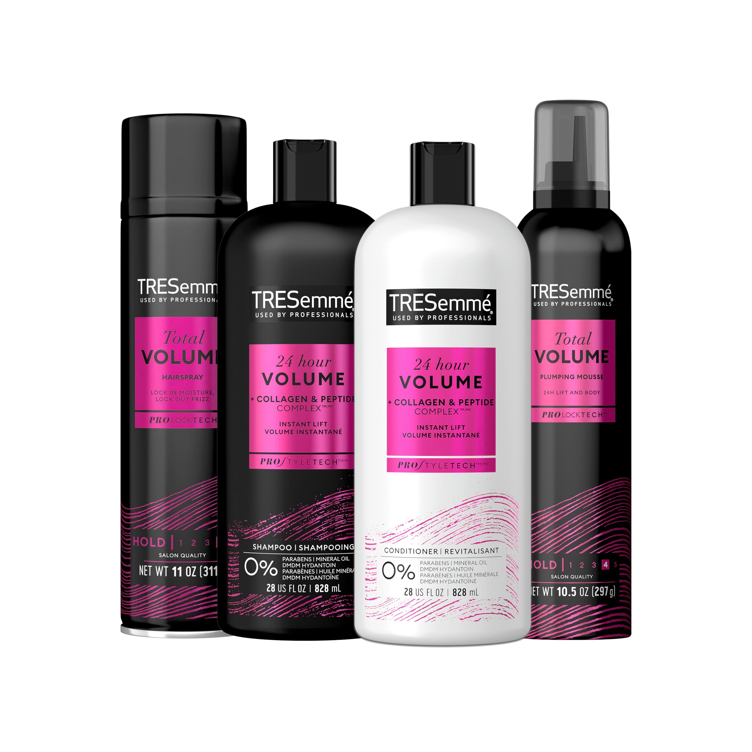 TRESemmé Shampoo, Conditioner, Hairspray, & Styler Volume Hair Kit Formulated with Pro Style Technology™ 4 Pack