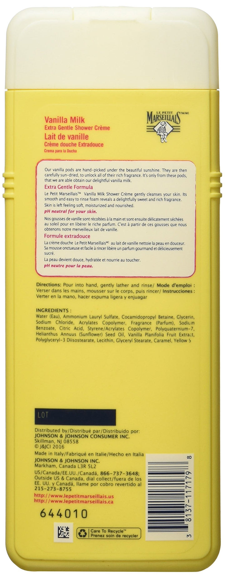 Le Petit Marseillais Extra Gentle Shower Creme Vanilla Milk 400 Ml, 13.5 Fluid Ounce