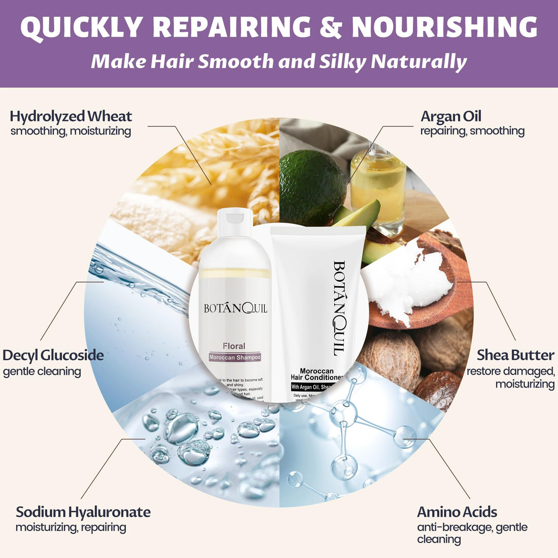 Sulfate Free Shampoo and Conditioner Set with Shea Butter for Curly,Dry,Damaged Hair 3 Minute Miracle Deep Conditioner Moisturizing,Color Treated Hair Hydrating,Argan Oil Infused Anti Frizz 12 x 8oz