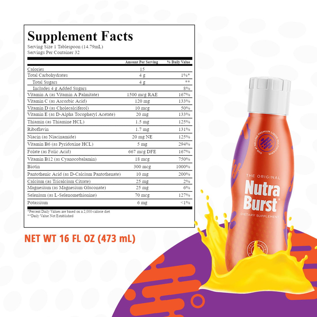 Total Life Changes - NutraBurst - Liquid Multivitamin, Daily Nutritional Support, Packed with Essential Vitamins and Minerals, 16 fl. oz
