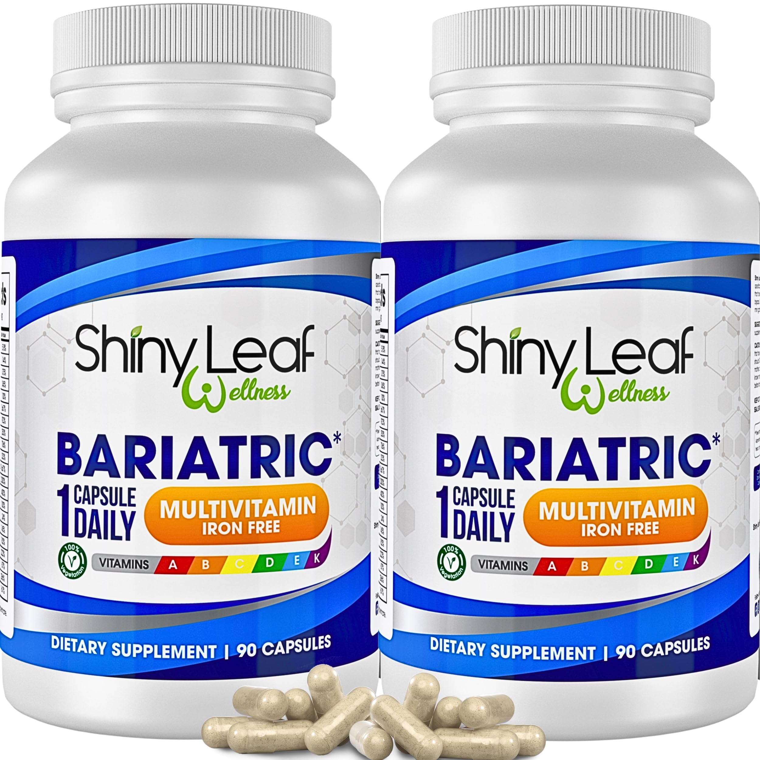 Shiny Leaf Bariatric Multivitamin Iron-Free Capsules for Post Bariatric Surgery Patients, Once Daily Bariatric Vitamins Without Iron for WLS, Sleeve, Gastric Bypass Surgery (6 Months / 180 Caps)