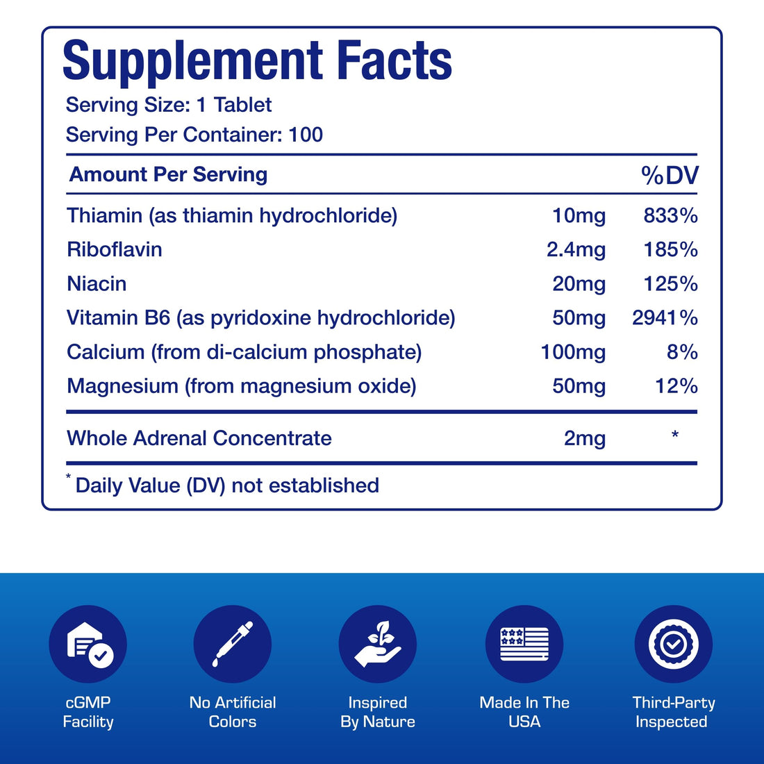 Calcium Magnesium B6 Supplement - Clinically Formulated Vitamin B6 50mg Complex for Energy Metabolism Krebs Cycle Heart Bone and Nerve Support with B1 B2 Niacin and Potassium (100 Servings)