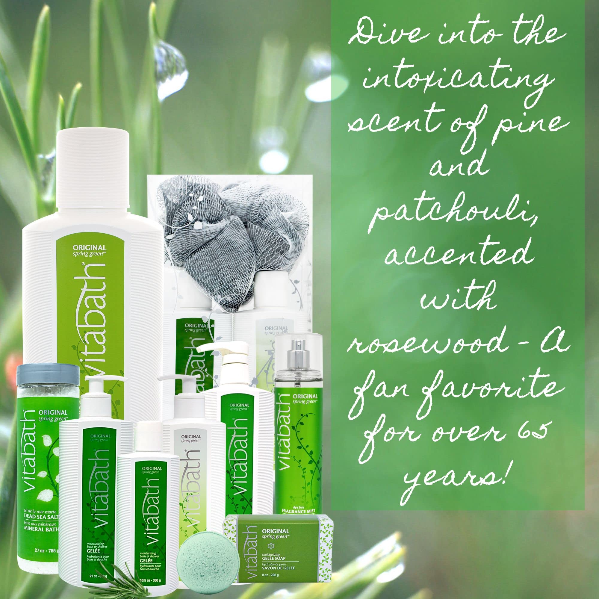 Vitabath Original Spring Green Moisturizing Body Lotion - Pine, Rosewood, Patchouli, Aloe & Shea Butter - Cruelty-Free, Paraben-Free - 20 oz