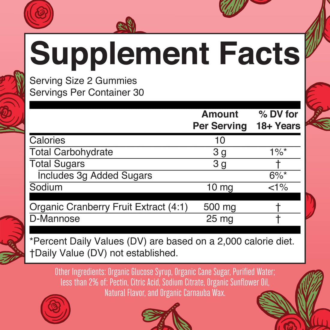 MaryRuth Organics Organic Cranberry Gummies | Cranberry Supplement | Urinary Tract Health for Women | with D Mannose | 500mg Cranberry | Traditional Use | USDA Organic | Vegan | Non GMO | 30 Servings