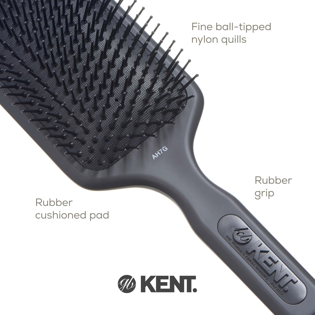Kent AH7G Airhedz Pro Extra Large Pin Hair Brush (Fine Pin, Grey) : Fine Pin, Grey