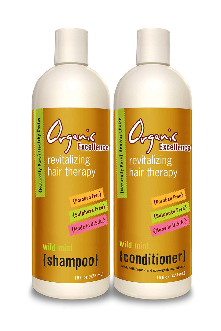 Organic Excellence Wild Mint Shampoo And Conditioner Set Revitalizing Hair Therapy