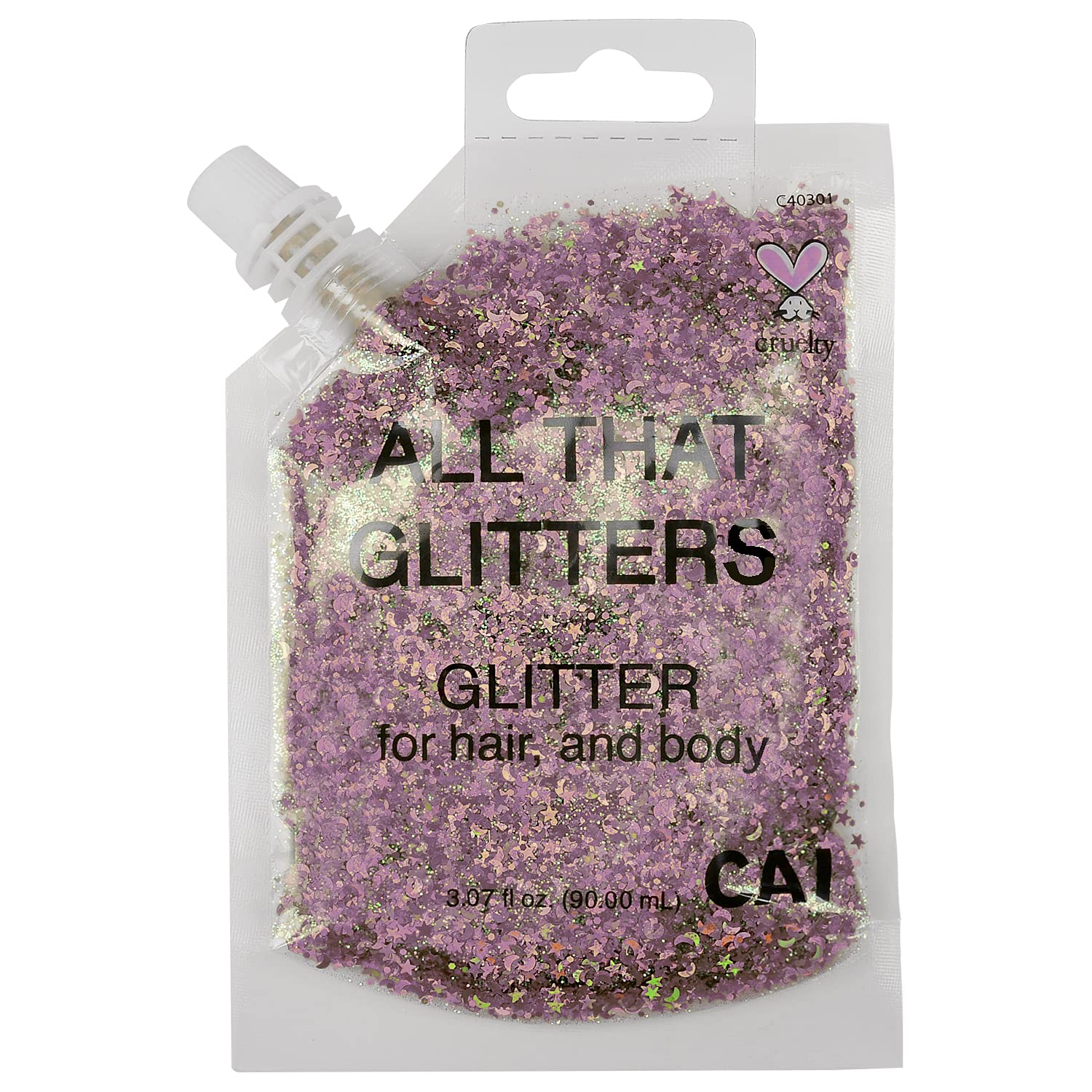 CAI BEAUTY NYC Glitter | Easy to Apply, Easy to Remove Chunky Glitter for Body, Face and Hair | Bag Pouch | Holographic Cosmetic Grade Glamour (Rose Gold Pink)