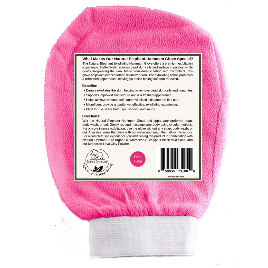 Natural Elephant Exfoliating Hammam Glove (Teal, Pink and Purple (Pack of 3))
