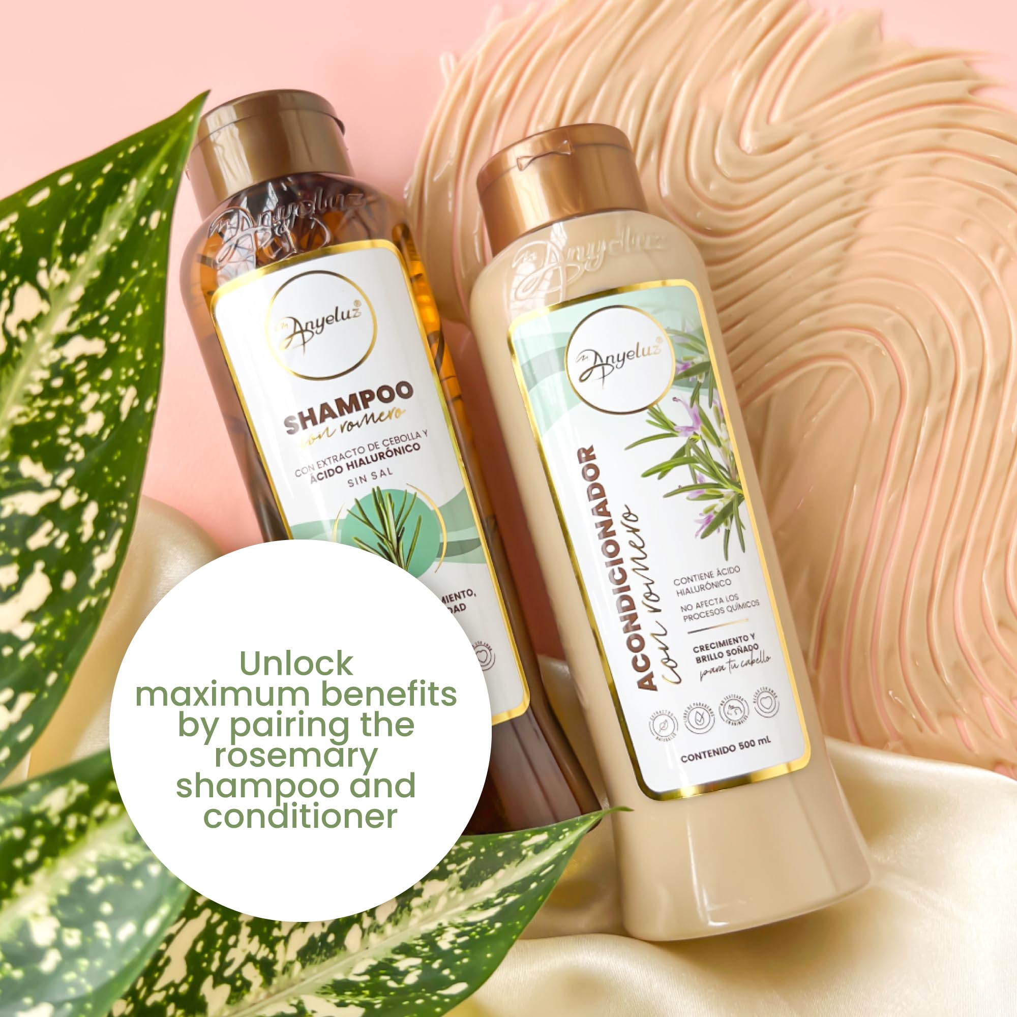 Anyeluz Hair Conditioner with Rosemary and Hyaluronic Acid – Strengthens, Shines, and Smooths, Ideal for All Hair Types, Enhances Manageability.