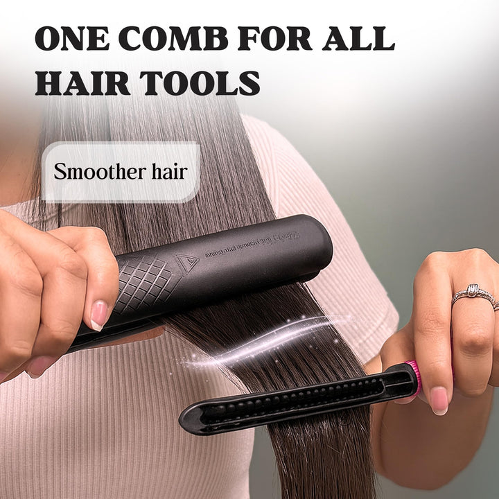 Herstyler Hair Straightening Comb - Straightener Comb for Flat Iron - Makes Styling Easy - Get Straight Hair in Minutes (Pink)