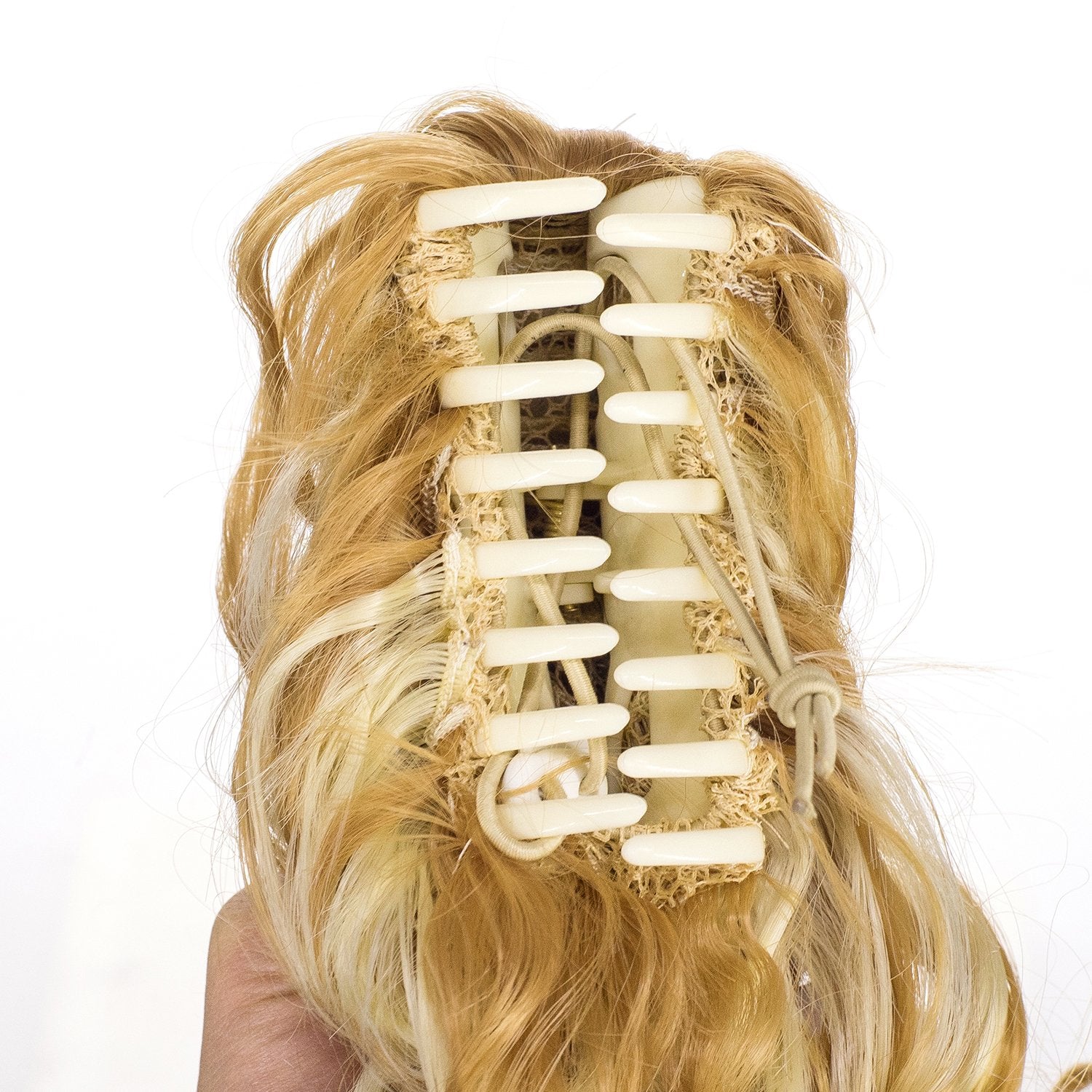 Blonde Mixed-27H613# : SWACC 12-Inch Short Screw Curls Claw Clip Ponytail Extensions Synthetic Clip in Drawstring Curly Ponytail Hairpiece Jaw Clip Hair Extension (Blonde Mixed-27H613#)