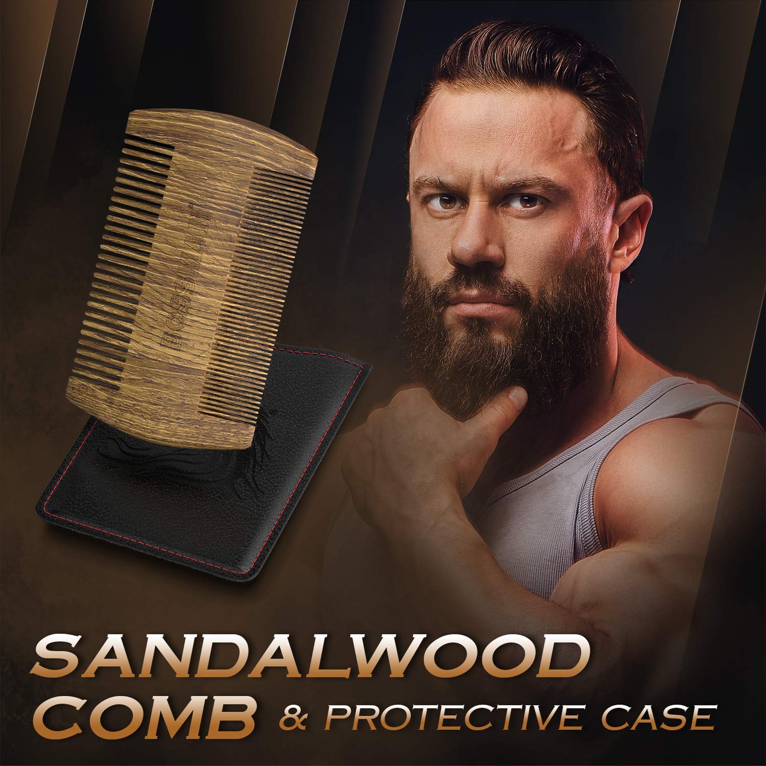 BOSSMAN POCKET SIZE SANDALWOOD COMB & PROTECTIVE CASE