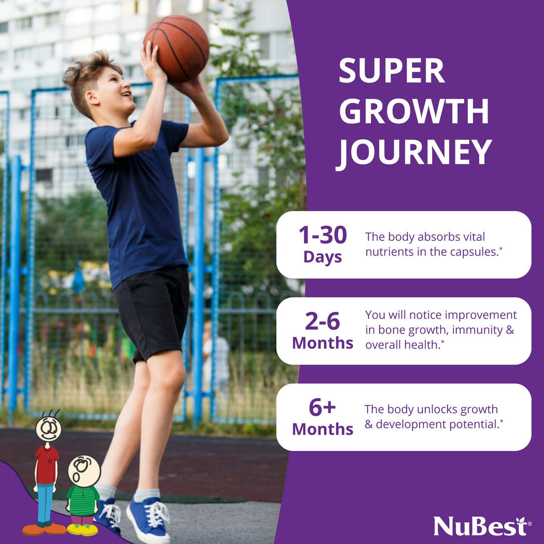NuBest Tall 10+ - Premium Bone Strength Formula, Enhanced Immunity and Overall Health for Age 10+ - Who Drink Milk Daily with Calcium, Vitamin D3, Vitamin K2, and Multivitamins - 60 Capsules