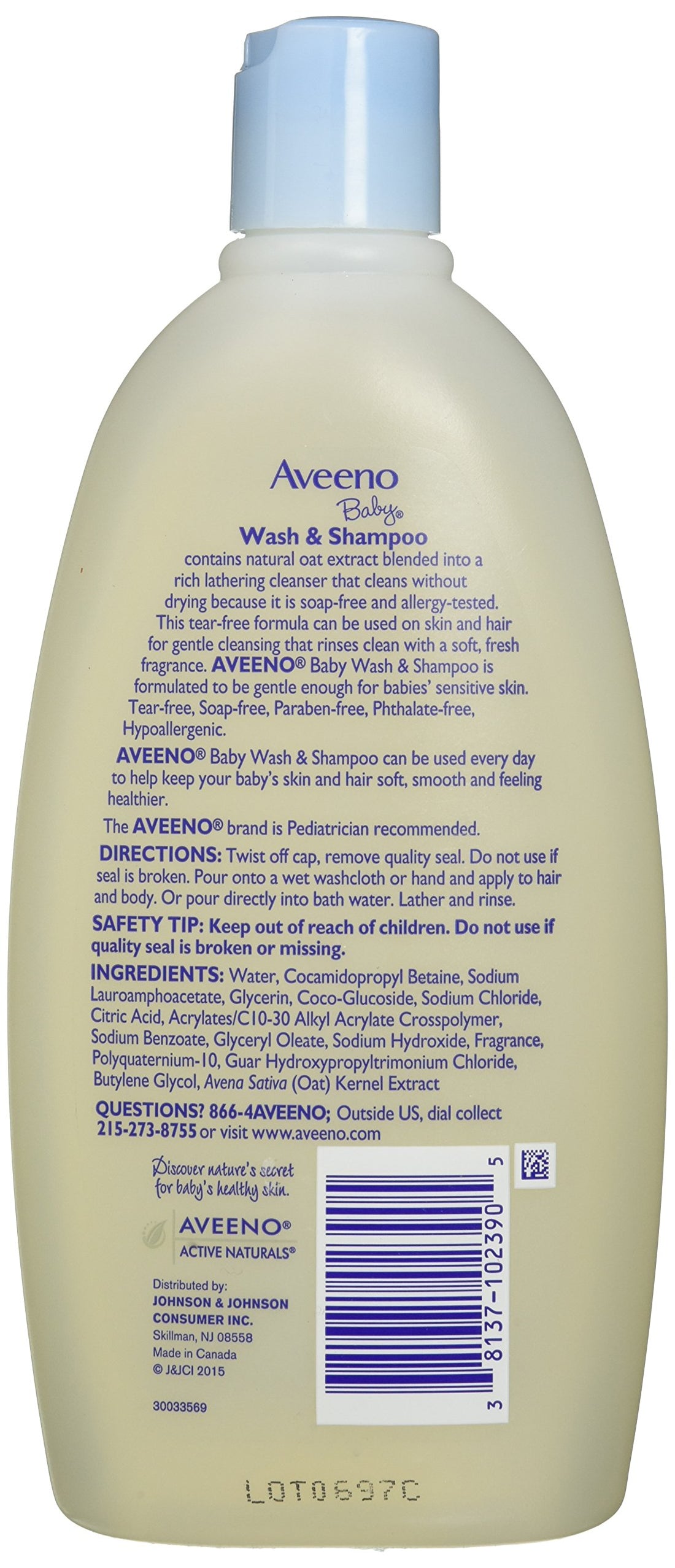 Aveeno Baby Wash & Shampoo, Lightly Scented, 8 Ounce (Pack of 1)