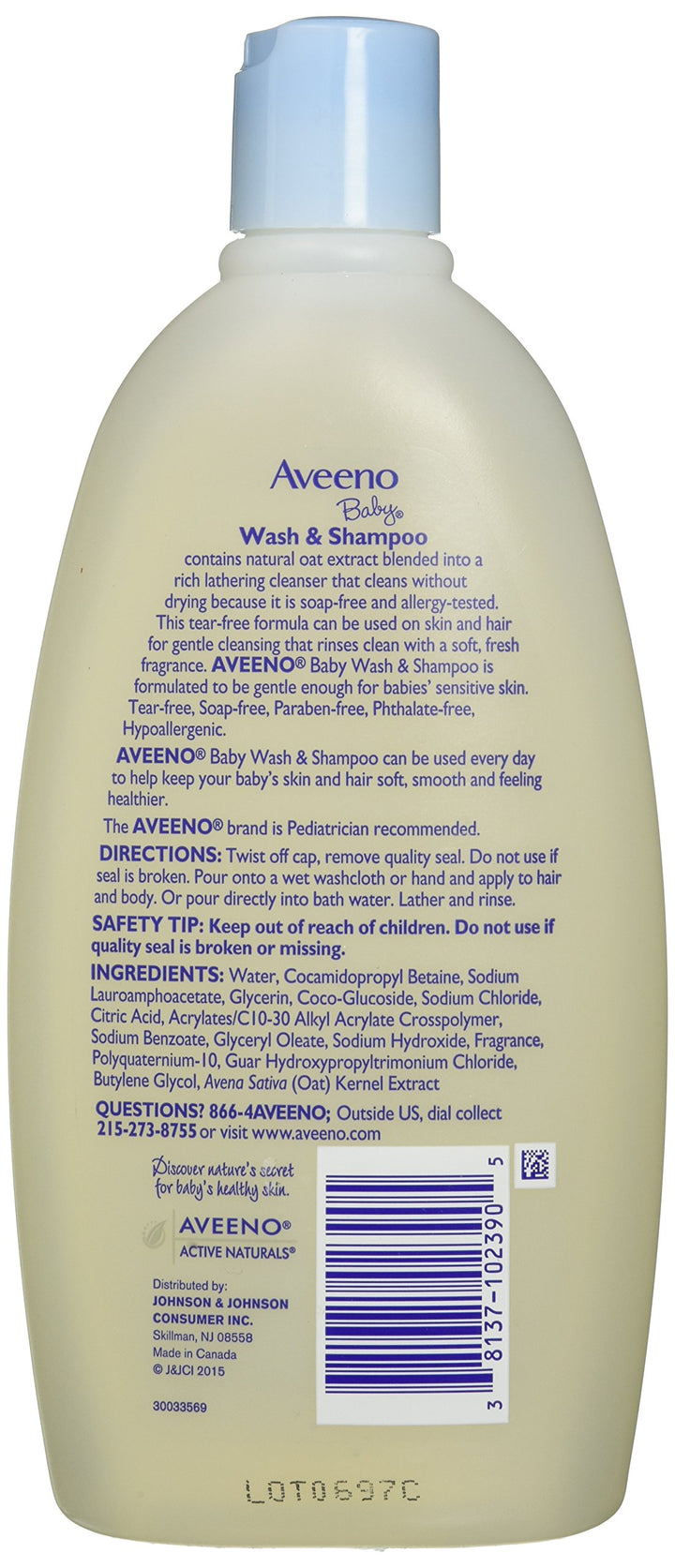 Aveeno Baby Wash & Shampoo, Lightly Scented, 8 Ounce (Pack of 1)