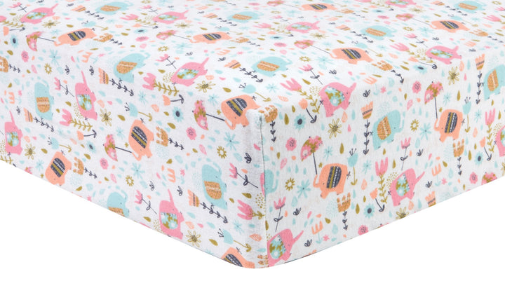 Trend Lab Playful Elephants Deluxe Flannel Fitted Crib Sheet