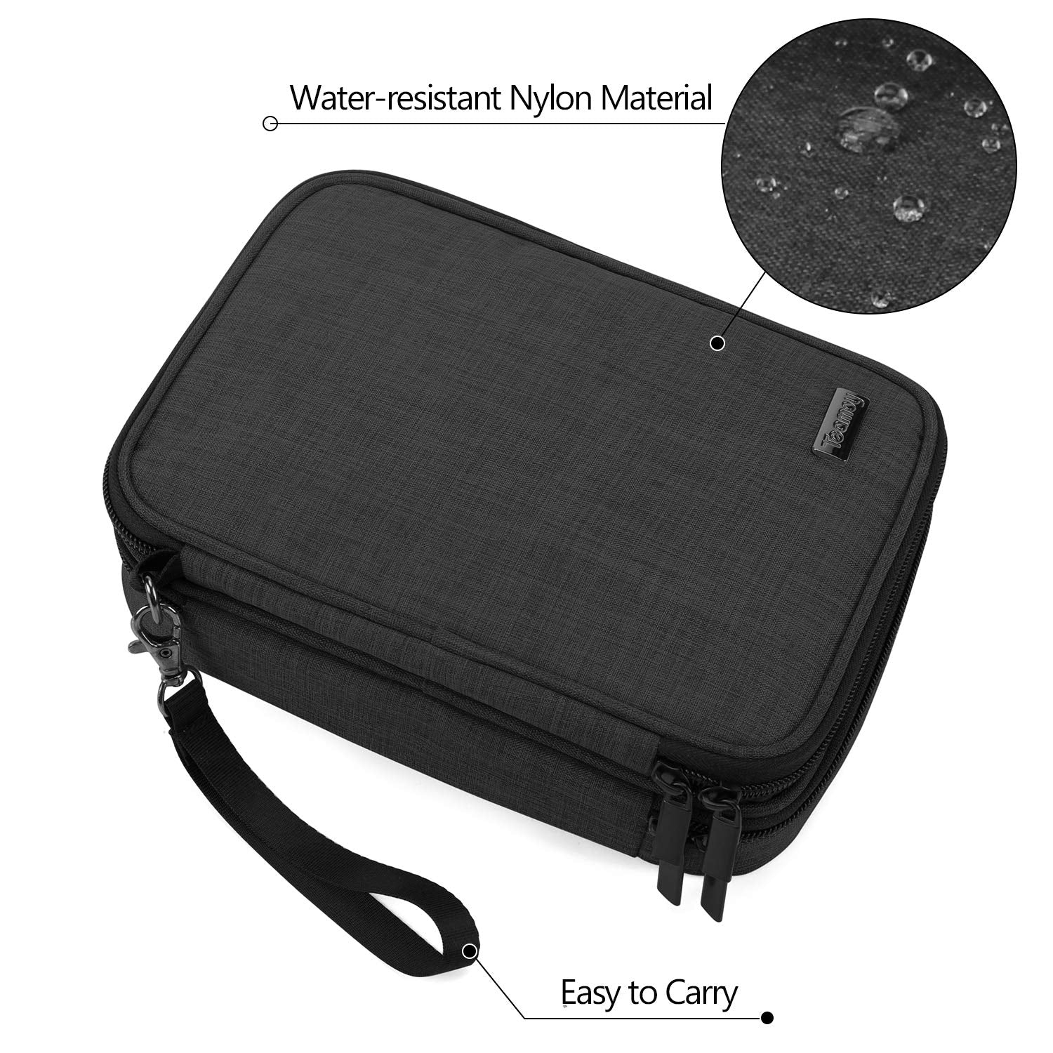 Teamoy Travel Makeup Brush Case(up to 8.8), Professional Makeup Train Organizer Bag with Handle Strap for Makeup Brushes and Makeup Essentials-Medium, Black (No Accessories Included)