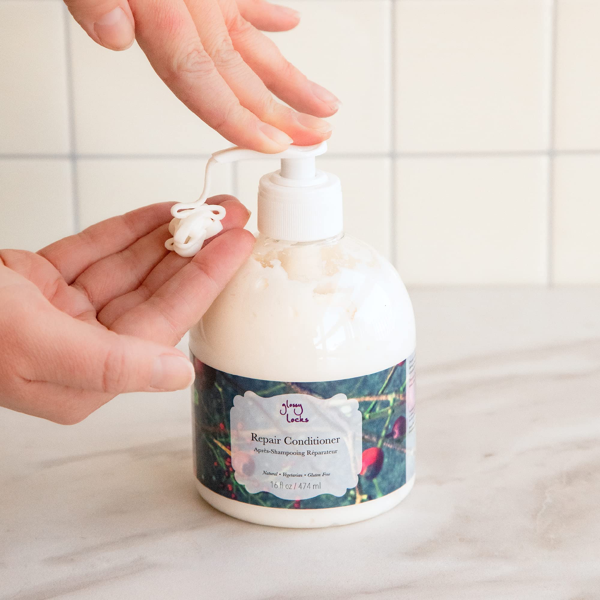 100% PURE Glossy Locks Repair Conditioner Cream Moisture Restore & Nourishing Deep Conditioning Treatment for Dry Damaged Hair Super Nutrient Hydration Boost for Women & Men - 16 Fl Oz