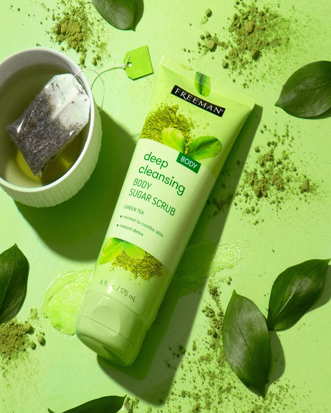 Green Tea Deep Cleansing Body Sugar Scrub by Freeman for Unisex - 6 oz Scrub