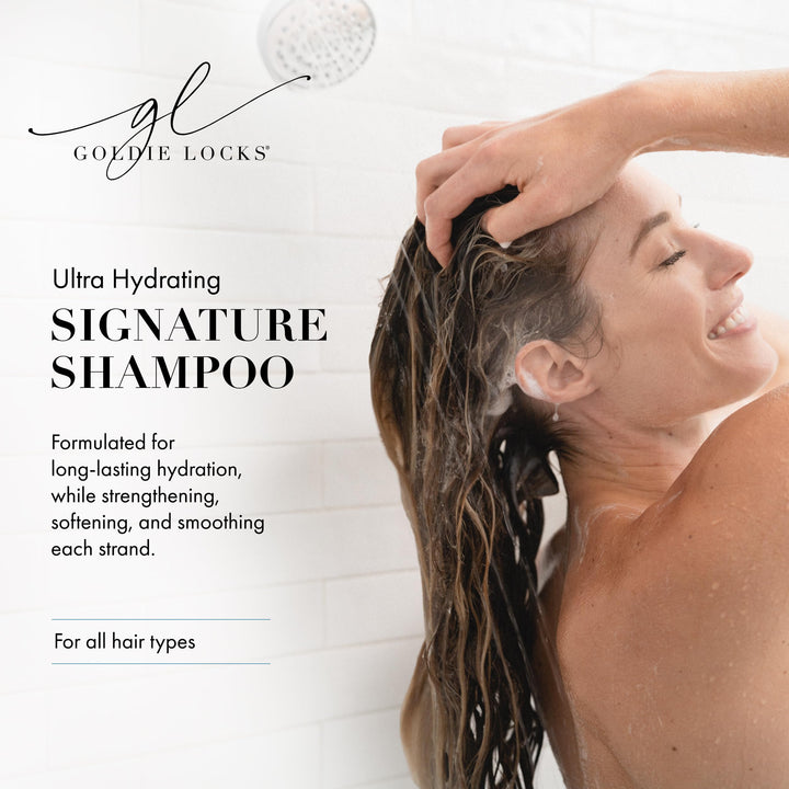 Goldie Locks Ultra Hydrating Signature Shampoo, Safe for Hair Extensions & Colored Hair, Maintains Texture & Shine, Encourages Healthy Hair Growth, Protein-Free, Sulfate-Free, Moisturizing, 8.45 Fl Oz