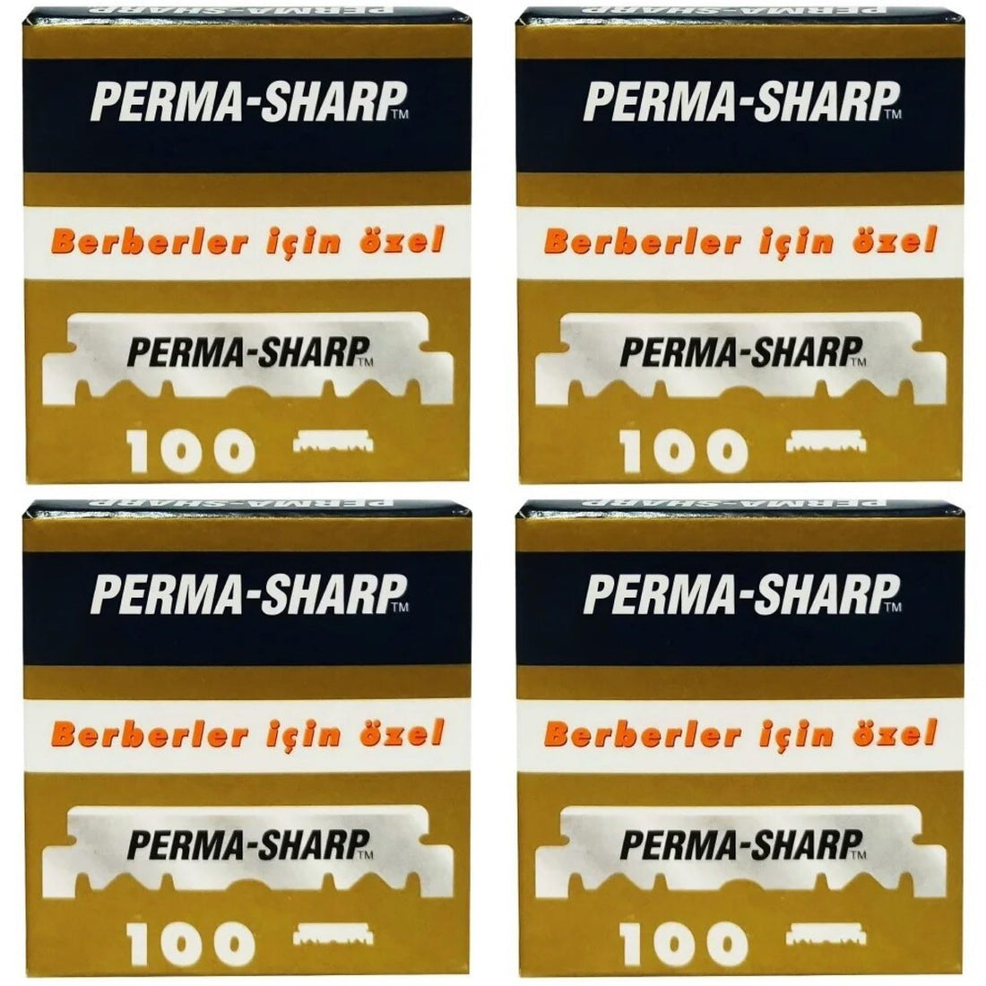 100 Perma-Sharp Straight Edge Razor Blades for use in Professional Barber Razors - New Packaging