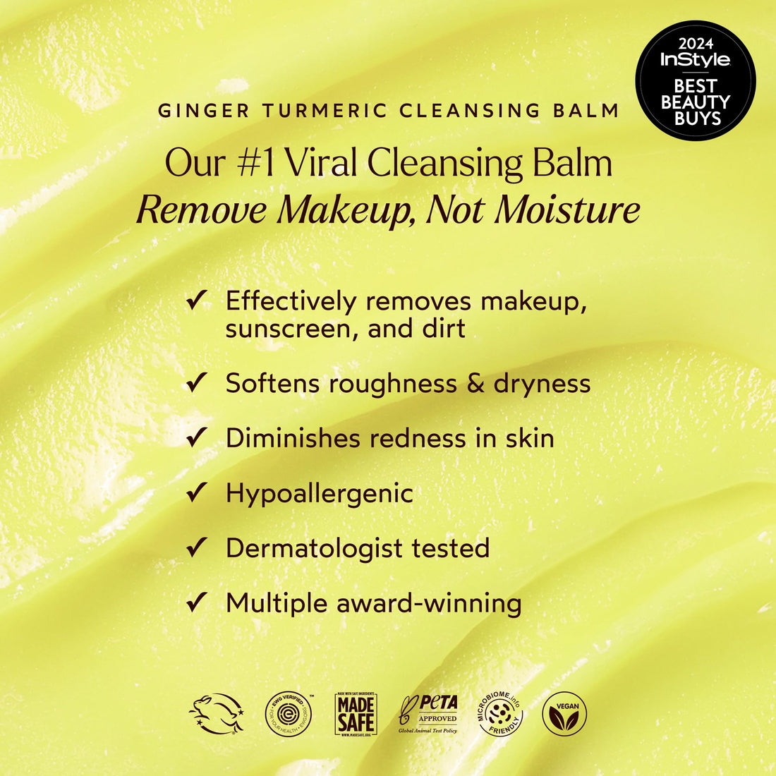 True Botanicals Ginger Turmeric Cleansing Balm | Removes Makeup, Sunscreen & Dirt - Not Moisture | Dermatologist Tested, All Natural, Vegan, Clinically Proven | 3.4 fl oz | 100 ml