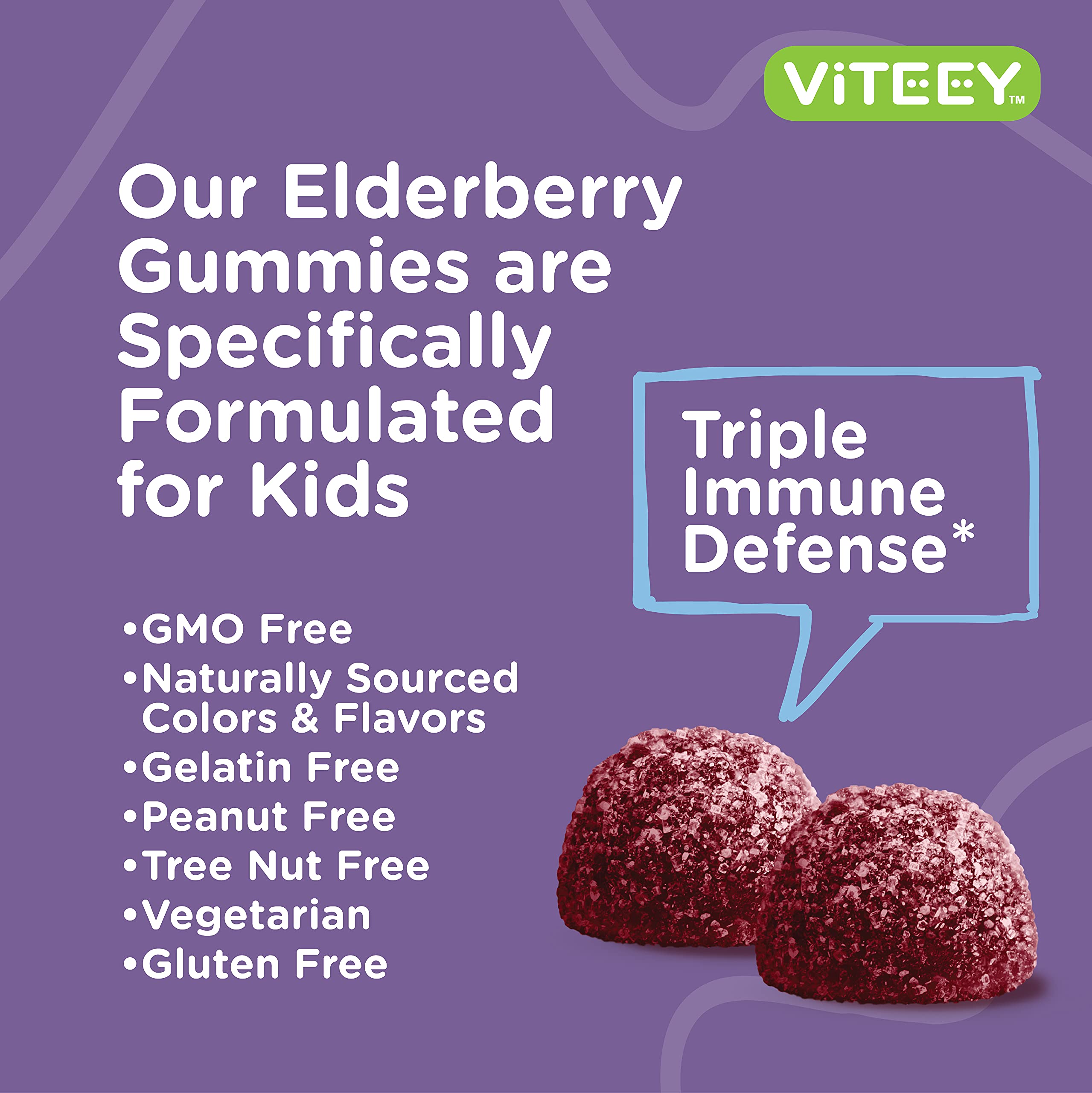 Sambucus Elderberry Gummies for Kids Immune Support Supplements with Vitamin D3 & Vitamin C - 3-1 Immune Booster - Vegetarian, Gelatin Free, Gluten Free, GMO Free - Tasty Chewable Berry Flavored Gummy