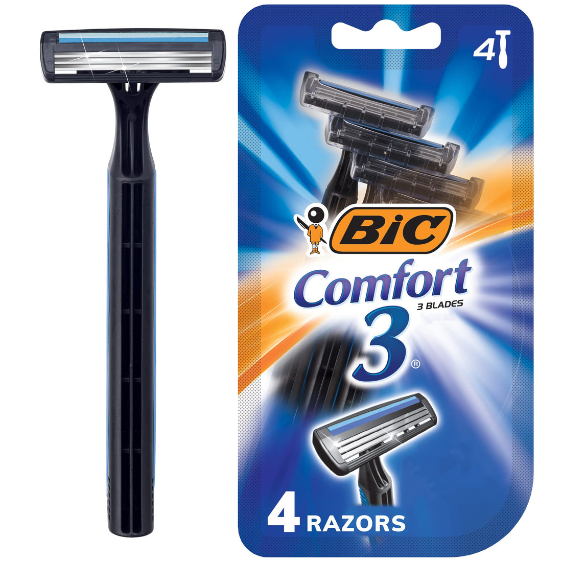 BIC Comfort 3 Disposable Shaver, Men, 4-Count (Pack of 4)