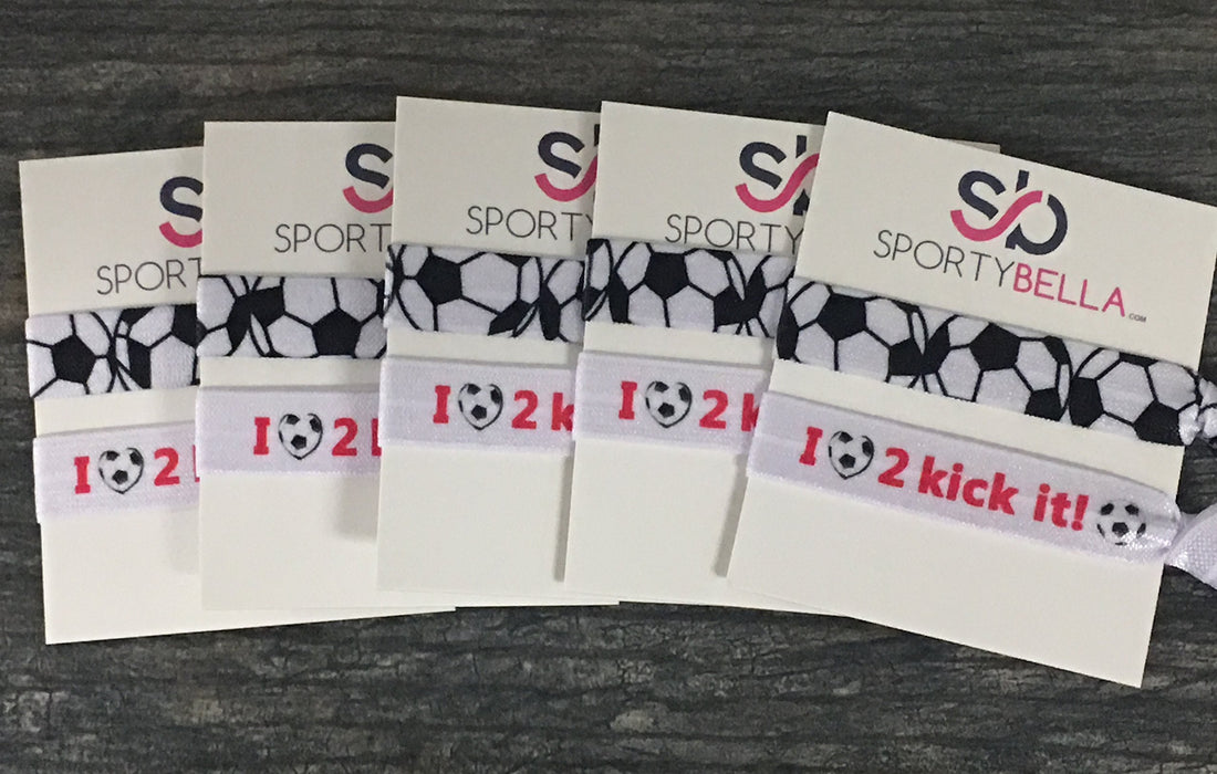 Infinity Collection Infinity Collection Soccer Hair Accessories, 5 Sets of Soccer Hair Ties, No Crease Soccer Hair Elastics Sets for Soccer Teams & Soccer Party Favors