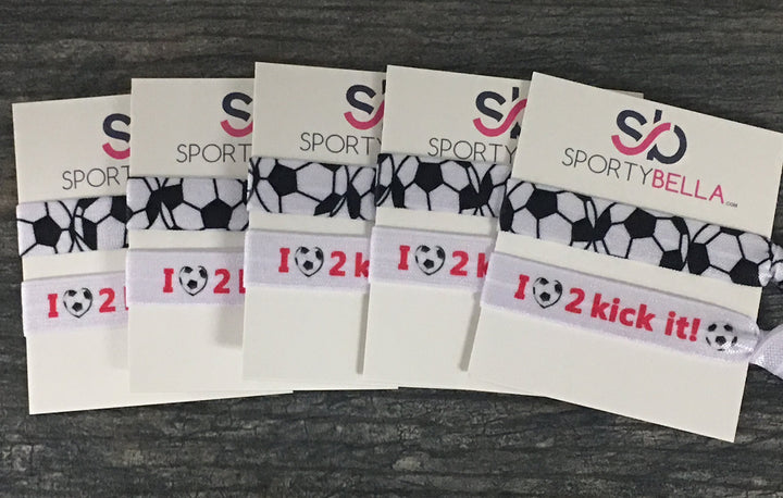 Infinity Collection Infinity Collection Soccer Hair Accessories, 5 Sets of Soccer Hair Ties, No Crease Soccer Hair Elastics Sets for Soccer Teams & Soccer Party Favors