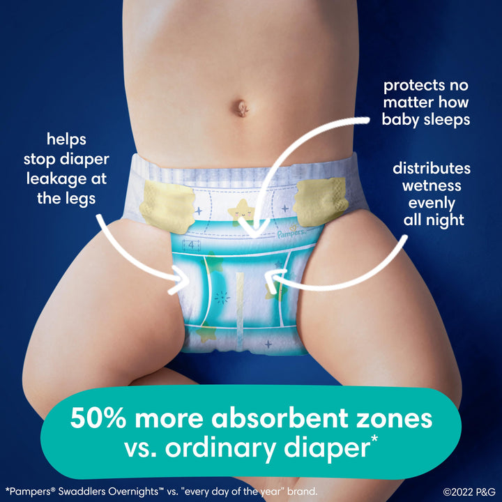 Diapers Size 3, 116 Count - Pampers Swaddlers Overnights Disposable Baby Diapers, Enormous Pack (Packaging May Vary)