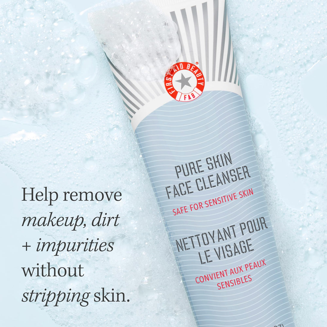 First Aid Beauty - Pure Skin Face Cleanser, Effectively Removes Makeup, Dirt, and Impurities, Gentle Cleanser Leaves Skin Soft & Supple, Safe for Sensitive Skin, Fragrance Free, 2 oz